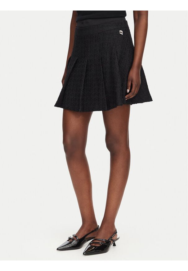 Karl Lagerfeld - KARL LAGERFELD Spódnica mini B3W12021 Czarny A-Line Fit. Kolor: czarny. Materiał: syntetyk