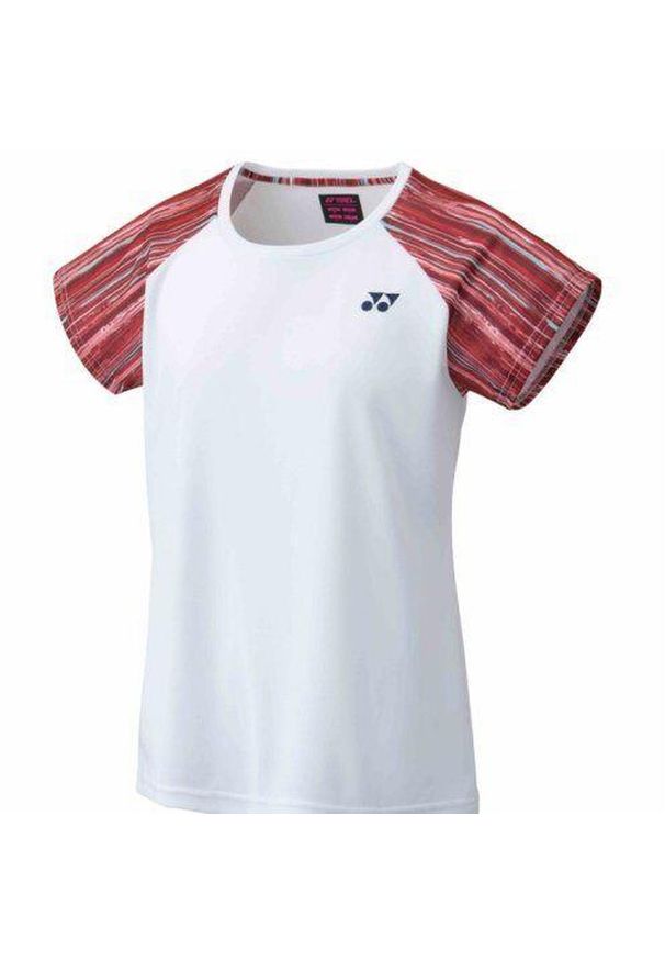 YONEX - Koszulka tenisowa damska z krótkim rękawem Yonex Ladies. Kolor: biały, wielokolorowy, czerwony. Długość rękawa: krótki rękaw. Długość: krótkie. Sport: tenis