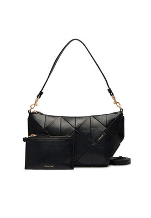Calvin Klein Torebka Woven LV04F3546G Czarny. Kolor: czarny. Materiał: skórzane