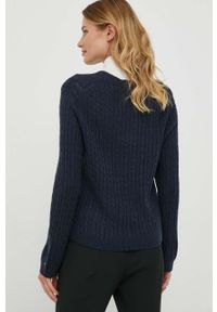 TOMMY HILFIGER - Tommy Hilfiger sweter wełniany damski kolor granatowy lekki. Kolor: niebieski. Materiał: wełna. Długość rękawa: długi rękaw. Długość: długie. Wzór: ze splotem #6