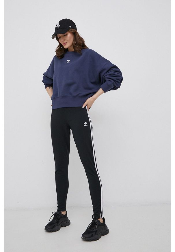 adidas Originals Legginsy HD2350 damskie kolor czarny gładkie. Stan: podwyższony. Kolor: czarny. Materiał: bawełna, dzianina. Wzór: gładki