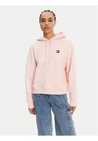 Tommy Jeans Bluza Badge DW0DW19414 Różowy Boxy Fit. Kolor: różowy. Materiał: bawełna #1