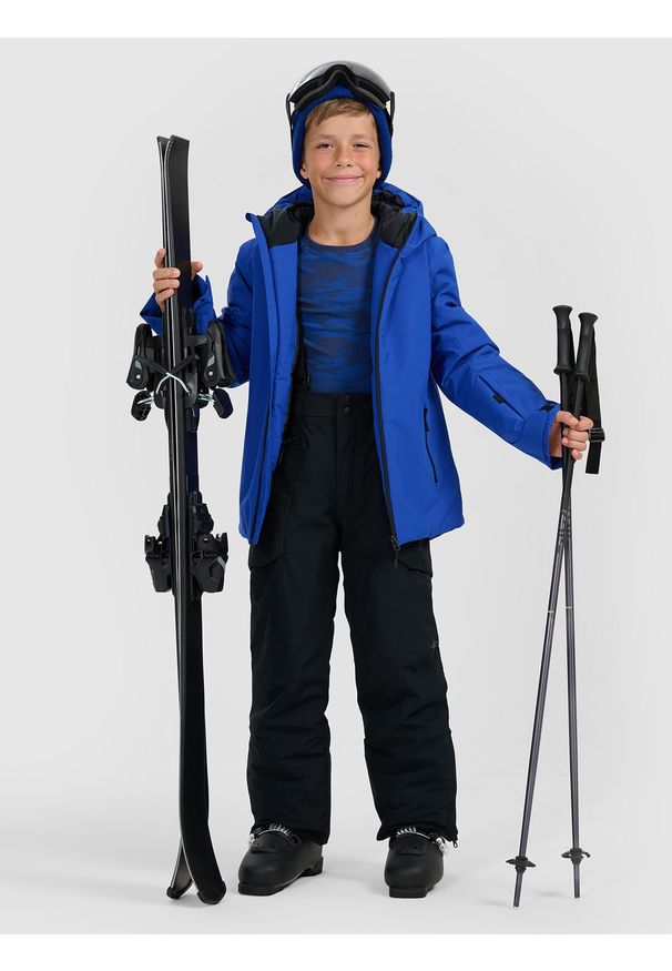 4f - 4F Spodnie narciarskie membrana 8000 chłopięce - czarne 140 (9-10 lat). Kolor: czarny. Materiał: poliester, materiał. Wzór: gładki. Sezon: lato. Sport: narciarstwo