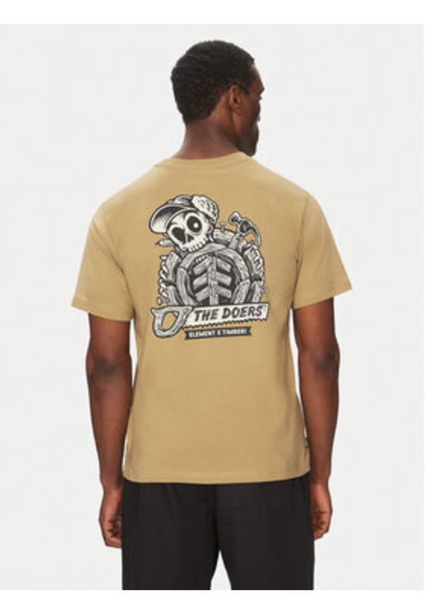 Element T-Shirt ELYZT00519 Khaki Regular Fit. Kolor: brązowy. Materiał: bawełna