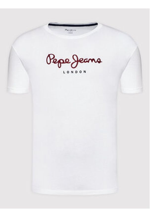 Pepe Jeans T-Shirt Eggo PM508208 Biały Regular Fit. Kolor: biały. Materiał: bawełna