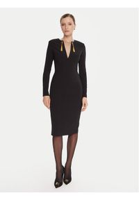 Elisabetta Franchi Sukienka koktajlowa AB-805-57E2-V460 Czarny Slim Fit. Kolor: czarny. Materiał: syntetyk. Styl: wizytowy