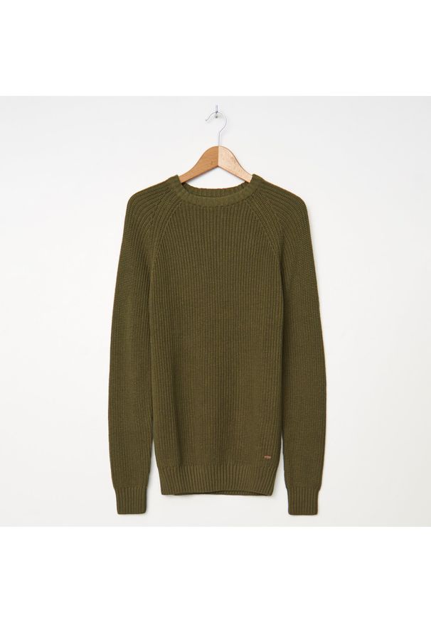 House - Sweter z bawełny organicznej - Khaki. Kolor: brązowy. Materiał: bawełna