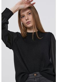 only - Only Sweter damski kolor czarny. Kolor: czarny. Materiał: dzianina. Długość rękawa: długi rękaw. Długość: długie #1