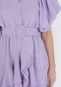 Born2be - Liliowa Sukienka Zelinoe. Kolor: fioletowy. Materiał: materiał. Typ sukienki: koszulowe. Długość: mini #3