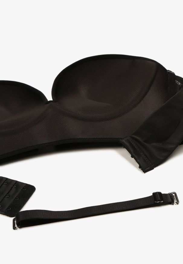 Born2be - Czarny Biustonosz Miseczka D Push Up z Dodatkowym Ramiączkiem na Szyję Kineria. Kolor: czarny. Materiał: jeans. Rodzaj stanika: push-up