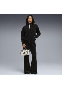 Puma - Damski prążkowany dres z weluru o luźnym kroju PUMA. Kolor: zielony, czarny, brązowy, wielokolorowy. Materiał: dresówka, prążkowany, welur. Sport: fitness #2