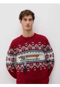 Reserved - Sweter ze świątecznym motywem - wielobarwny. Materiał: dzianina. Styl: wizytowy #1