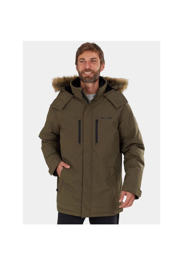 FUNDANGO - Płaszcz Zimowy Męski Fundango Spirit. Kolor: zielony. Materiał: puch. Sezon: zima. Sport: turystyka piesza