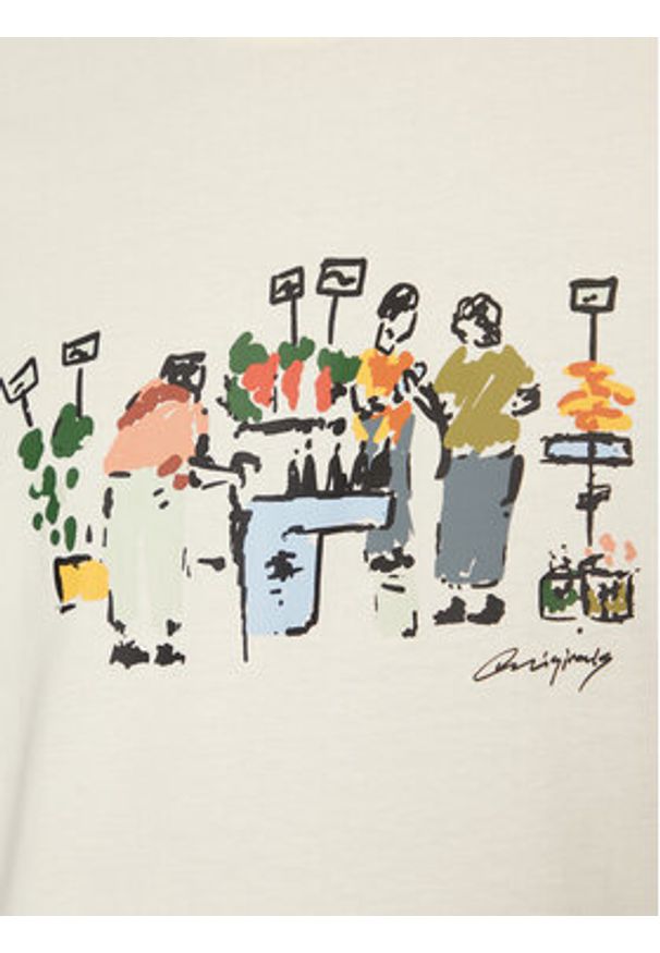 Jack & Jones T-Shirt Machester 12273549 Écru Relaxed Fit. Materiał: bawełna