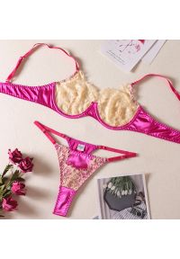 Intica - Strój kąpielowy z koronką i satynowymi akcentami na plażę Heidelore. Kolor: wielokolorowy. Materiał: satyna, koronka. Wzór: koronka #1