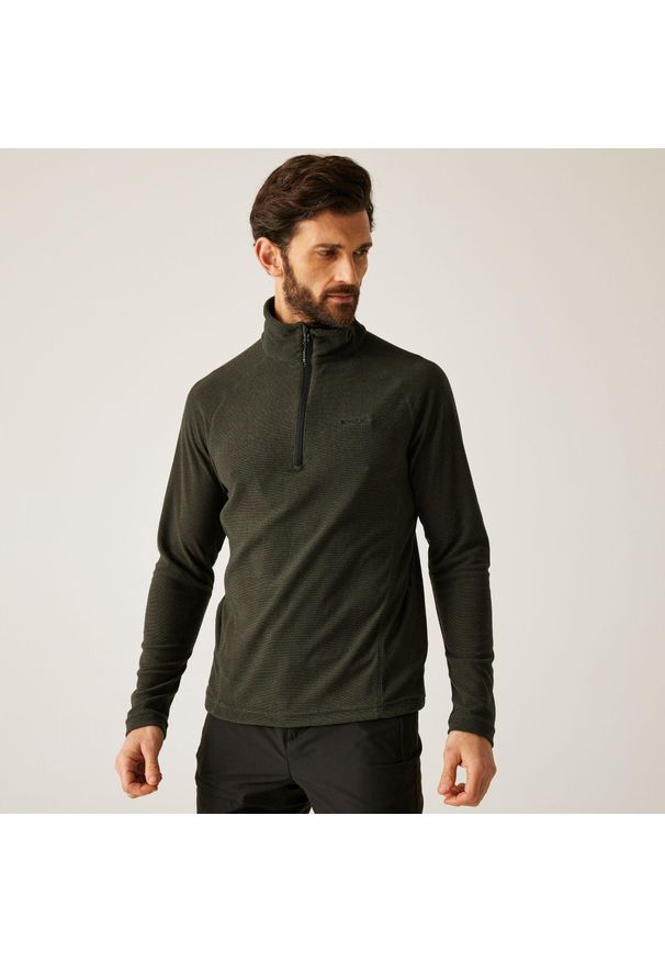 Regatta - Męski lekki polar turystyczny Montes z zamkiem błyskawicznym do połowy. Kolor: zielony. Materiał: polar. Sport: wspinaczka, turystyka piesza