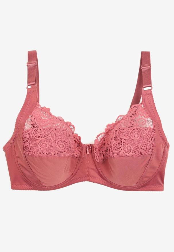 Renee - Ciemnoróżowy Biustonosz z Regulowanymi Ramiączkami i Usztywnieniem o Koronkowym Wykończeniu Vikiiraea. Kolor: różowy. Materiał: koronka