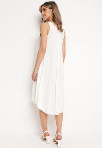 Born2be - Biała Rozkloszowana Sukienka z Bawełny Tesaxelle. Okazja: na co dzień. Kolor: biały. Materiał: bawełna. Typ sukienki: proste. Styl: klasyczny, casual, elegancki, wizytowy #3