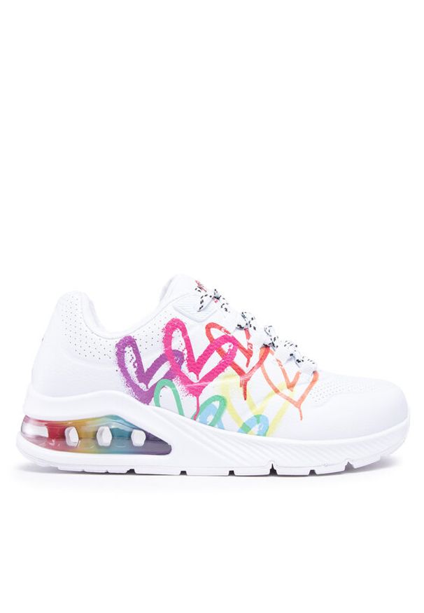 skechers - Skechers Sneakersy Uno 2 Floating Love 155521/WHT Biały. Kolor: biały. Materiał: skóra