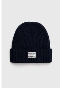 Pepe Jeans czapka z domieszką wełny Griffin kolor granatowy z grubej dzianiny. Kolor: niebieski. Materiał: wełna, dzianina #1