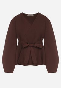 Born2be - Brązowy Kardigan z Wiskozą i Wiązaniem w Pasie Tusvela. Okazja: na co dzień. Kolor: brązowy. Materiał: wiskoza. Styl: casual #6