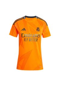 Adidas - Koszulka Real Madrid 24/25 Away. Kolor: pomarańczowy. Materiał: materiał