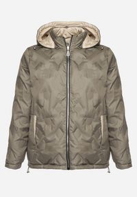 Born2be - Zielona Kurtka Dwustronna z Odpinanym Kapturem Frolbia. Okazja: na co dzień. Kolor: zielony. Materiał: jeans. Wzór: gładki. Styl: elegancki, casual, klasyczny #7