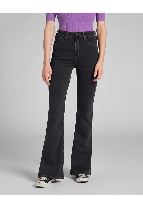 Lee - DAMSKIE SPODNIE JEANSOWE LEE BREESE WASHED BLACK L32YSYUO