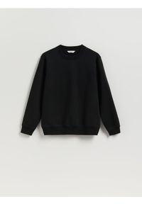Reserved - Gładka bluza z bawełną - czarny. Kolor: czarny. Materiał: bawełna. Wzór: gładki