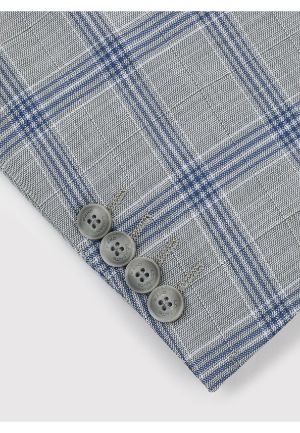 Pako Lorente - PAKO LORENTE – Szara marynarka garniturowa w niebiesko-białą kratę. Kolor: szary, niebieski, wielokolorowy, biały. Materiał: wiskoza. Sezon: wiosna, lato