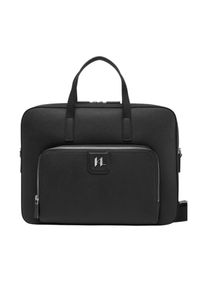 Karl Lagerfeld - KARL LAGERFELD Czarna skórzana aktówka męska z logo. Kolor: czarny. Materiał: skóra #4