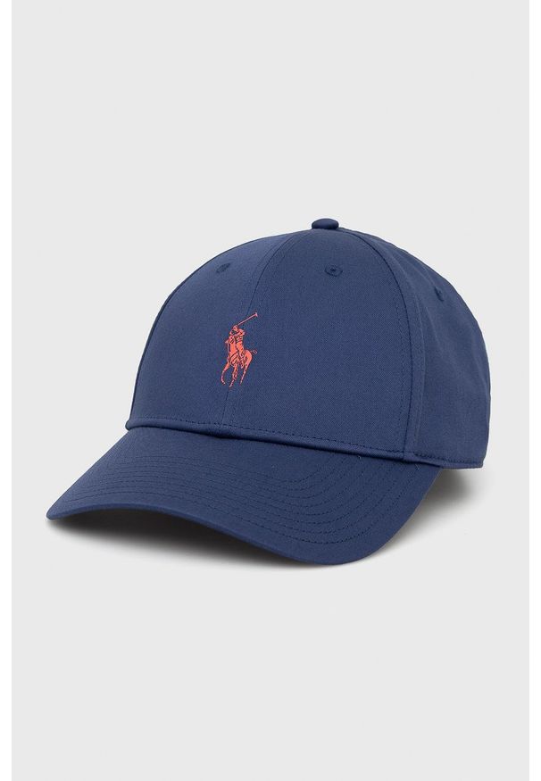 Polo Ralph Lauren czapka 710811344016 kolor granatowy gładka. Kolor: niebieski. Materiał: poliester. Wzór: gładki