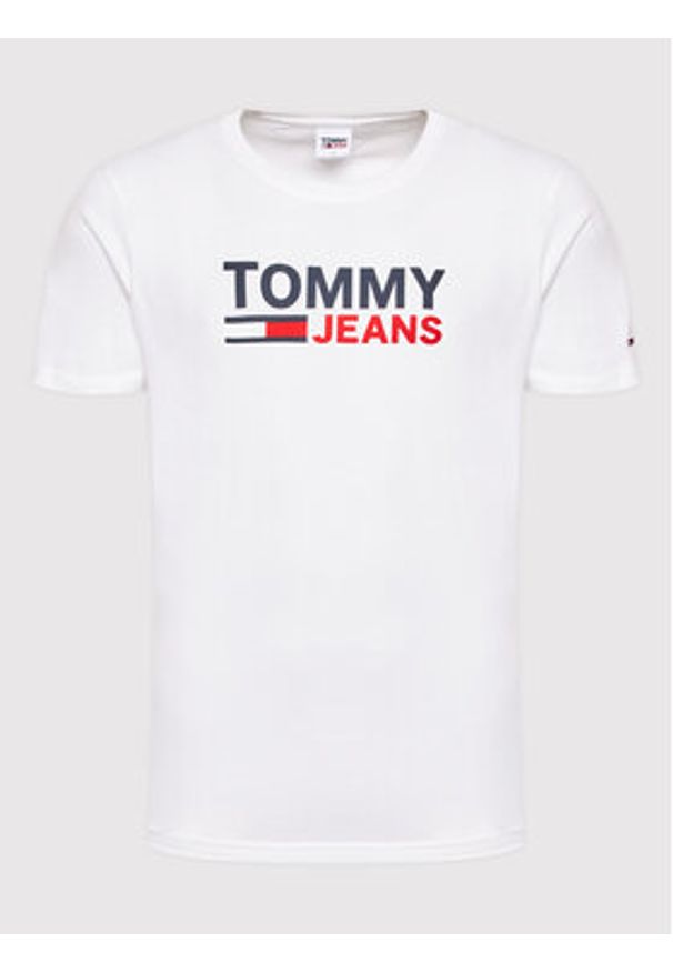 Tommy Jeans T-Shirt Corp Logo DM0DM15379 Biały Regular Fit. Kolor: biały. Materiał: bawełna