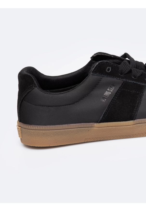 Big-Star - Sneakersy męskie ze skóry naturalnej czarne RR174038 906. Okazja: na co dzień. Zapięcie: sznurówki. Kolor: czarny. Materiał: skóra. Szerokość cholewki: normalna