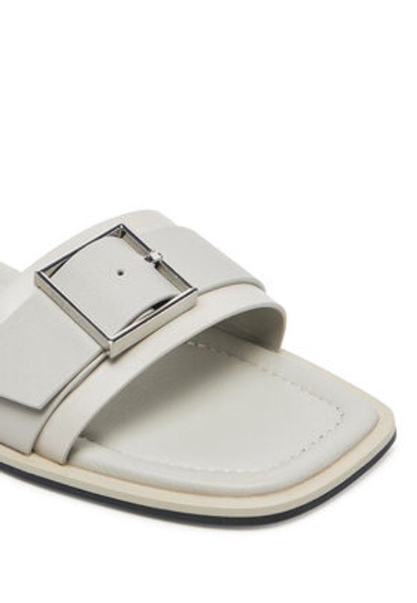 Calvin Klein Klapki Flat Slide W/Buckle - Lth HW0HW02490 Szary. Kolor: szary. Materiał: skóra