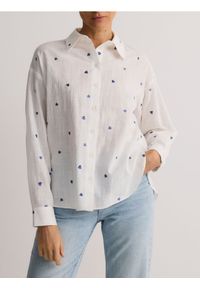 Reserved - Koszula z domieszką lnu - niebieski. Kolor: niebieski. Materiał: len #1
