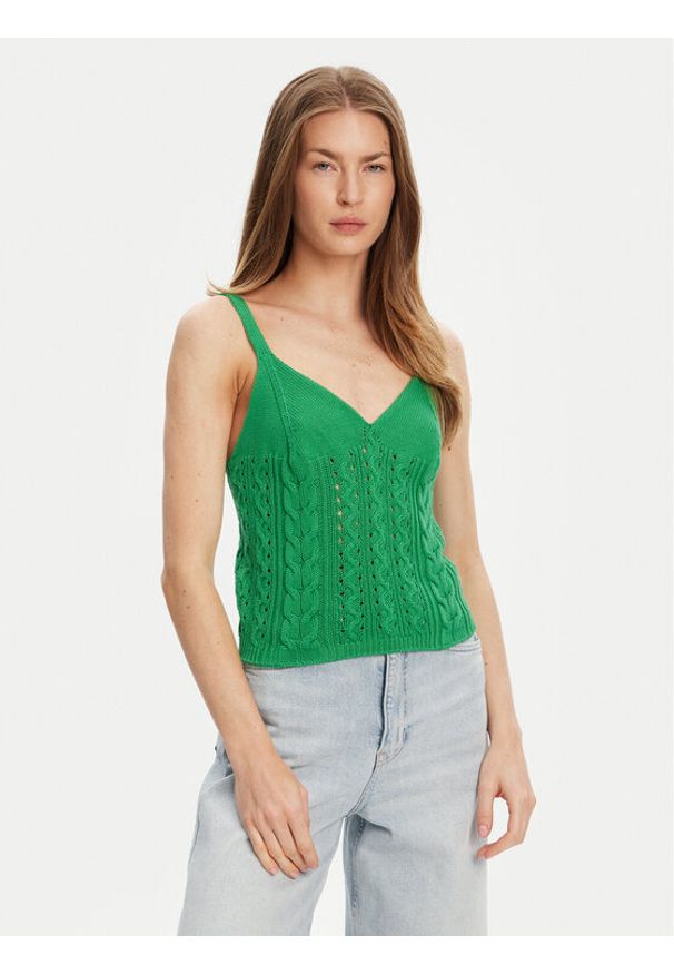 United Colors of Benetton - United Colors Of Benetton Top 101TDH01B Zielony Slim Fit. Kolor: zielony. Materiał: bawełna