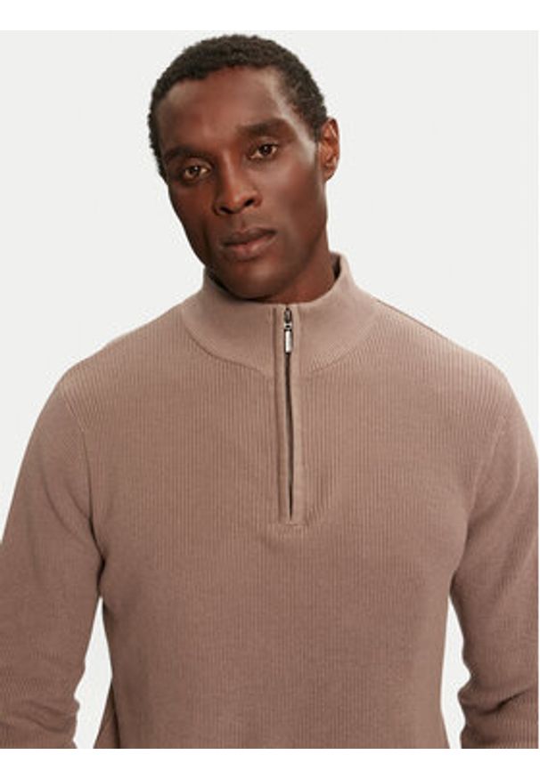 Brave Soul Sweter MK-610HASTINGS Beżowy Regular Fit. Kolor: beżowy. Materiał: bawełna