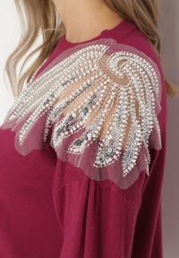 Born2be - Fioletowy Sweter z Wiskozą Cekinami i Koralikami Nevalanna. Okazja: na spotkanie biznesowe. Kolor: fioletowy. Materiał: wiskoza. Styl: wizytowy, biznesowy, klasyczny #7