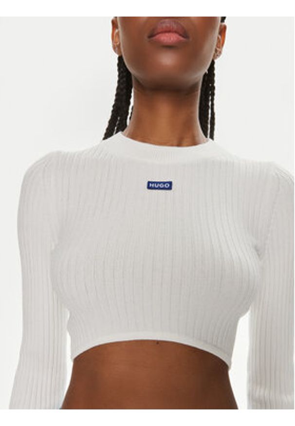 Hugo Sweter Succoire_B 50514280 Biały Slim Fit. Kolor: biały. Materiał: syntetyk
