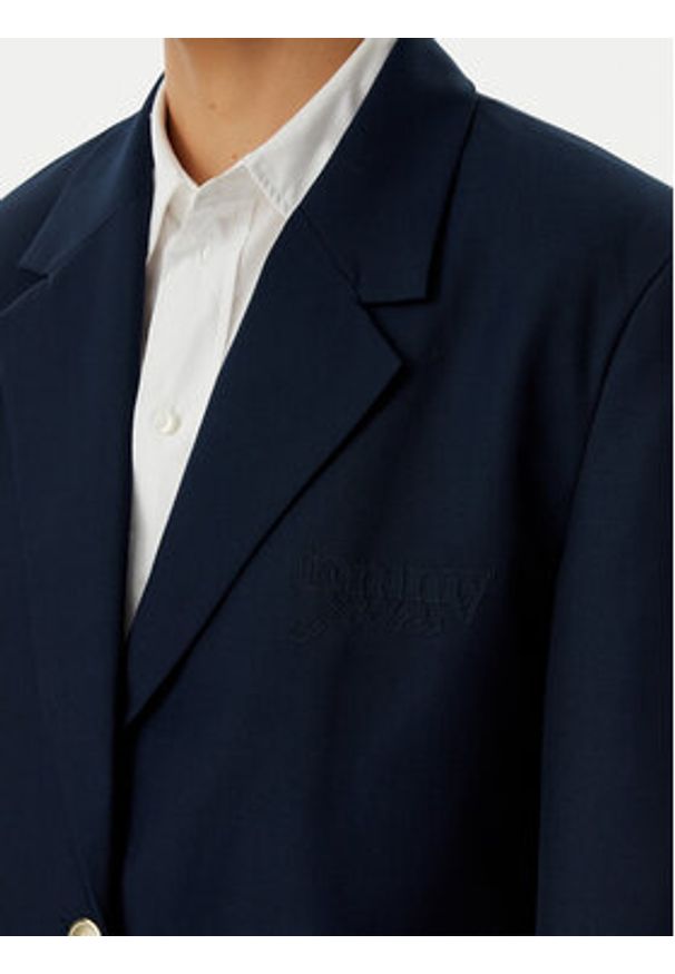 Tommy Jeans Marynarka DW0DW22601 Granatowy Boyfriend Fit. Kolor: niebieski. Materiał: syntetyk