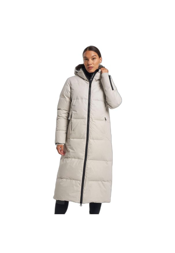 Damska długa kurtka Tenson Shanna Coat 2.0. Kolor: szary. Materiał: puch, poliester. Długość: długie. Sezon: zima. Sport: turystyka piesza