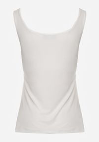Born2be - Biały Gładki Top na Szerokich Ramiączkach w Stylu Basic Starbe. Okazja: do pracy, na co dzień. Kolekcja: plus size. Kolor: biały. Materiał: jeans. Długość rękawa: na ramiączkach. Wzór: gładki. Sezon: lato. Styl: elegancki, klasyczny, casual #7