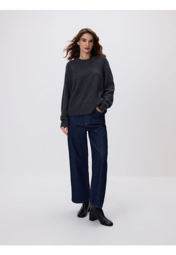 Reserved - Sweter z wełną i dodatkiem kaszmiru - ciemnoszary. Kolor: szary. Materiał: wełna, kaszmir