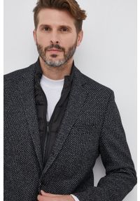 Karl Lagerfeld Płaszcz z domieszką wełny kolor czarny przejściowy. Okazja: na co dzień. Kolor: czarny. Materiał: wełna. Styl: klasyczny, casual