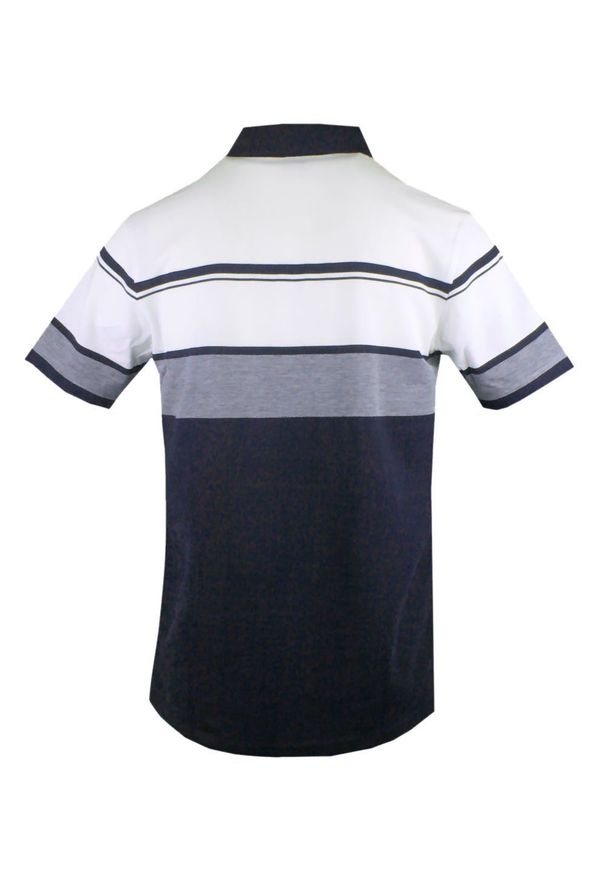 Koszulka Polo - Męska - Pako Jeans - Odcienie Granatów, Pasy. Okazja: na co dzień. Typ kołnierza: polo. Materiał: bawełna. Wzór: paski, prążki. Styl: casual