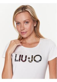 Liu Jo Sport T-Shirt TA3197 J5003 Écru Regular Fit. Materiał: bawełna. Styl: sportowy