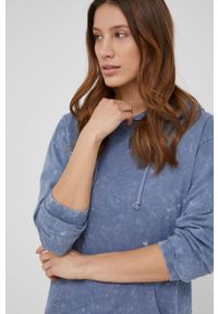 Answear Lab Bluza bawełniana damska z kapturem wzorzysta. Okazja: na co dzień. Typ kołnierza: kaptur. Kolor: niebieski. Materiał: bawełna. Styl: wakacyjny #3