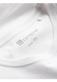 Ombre Clothing - Koszulka męska bawełniana z nadrukiem - biała V1 OM-TSPT-0159 - XXL. Kolor: biały. Materiał: bawełna. Długość rękawa: krótki rękaw. Długość: krótkie. Wzór: nadruk #9