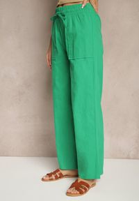 Renee - Zielone Bawełniane Spodnie z Kokardą Davilena. Okazja: na co dzień. Stan: podwyższony. Kolor: zielony. Materiał: bawełna. Styl: elegancki, casual #5